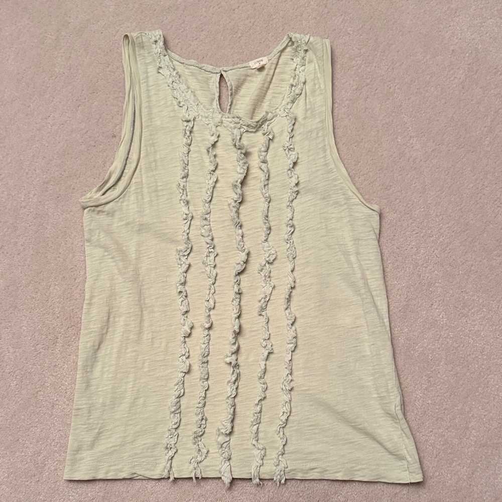 J. Crew Light Sage Ruffle Tank Top